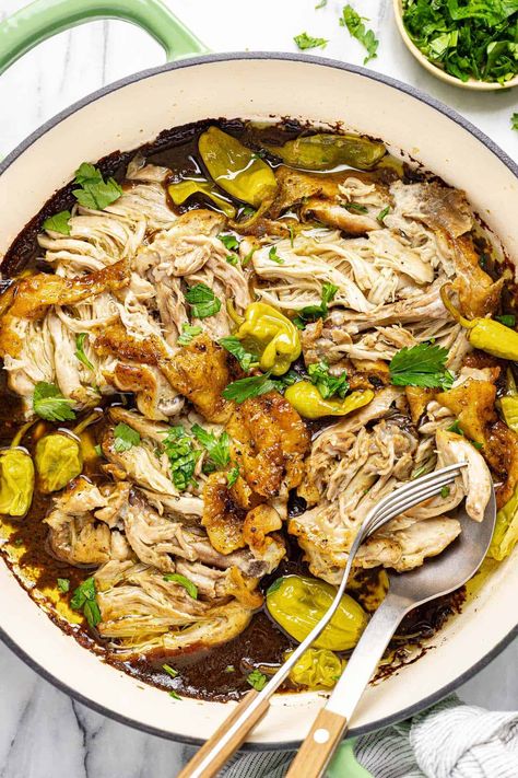 Mississippi Chicken (Oven + Slow Cooker) - Midwest Foodie Mississippi Chicken In Oven, Mississippi Chicken Oven, Memphis Chicken, Mississippi Chicken Crockpot, Mississippi Chicken Slow Cooker, Chicken Oven, Dutch Oven Chicken, Mississippi Chicken, Comforting Dinner