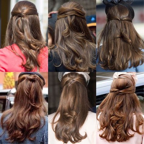 Kate Middleton Half Up Half Down, Hairstyle Kate Middleton, Kate Middleton Hair Tutorial, Looks Kate Middleton, Kate Middleton Hair, Hair Affair, Hair Up Styles, Chic Hairstyles, Great Hair