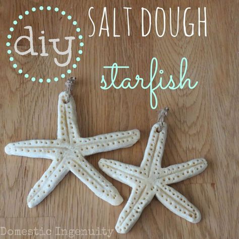 Mantlepiece Ideas, Salt Dough Starfish, Starfish Ornaments, Starfish Wall Art, Salt Dough Christmas Ornaments, Salt Dough Crafts, Coastal Crafts, Diy Beach Decor, Turquoise Christmas