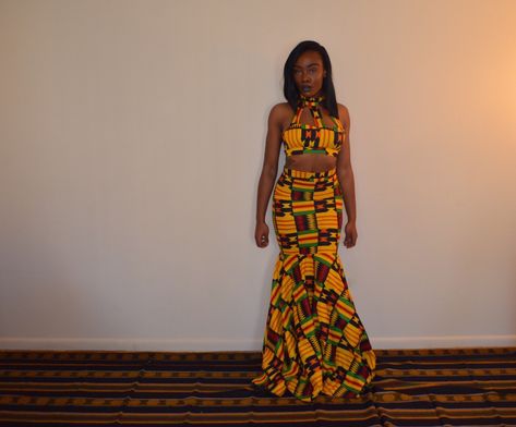 This past Saturday, Jessica Chibueze attended the Ghana Independence Ball at the Howard Theatre in Washington, D.C. She wore a custom made kente print Unique Ankara Styles, African Print Jumpsuit, Afrocentric Fashion, African Designs, African Prom Dresses, Kente Styles, African Print Dress, African Print Dresses, African Fashion Women