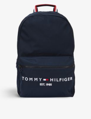 TOMMY HILFIGER TH Established logo-embroidered recycled polyester-blend backpack Tommy Hilfiger Backpack, Tommy Hilfiger Bag, Brand Embroidery, Luxury Backpack, Canvas Travel Bag, Tommy Hilfiger Bags, Travel Rucksack, Barrel Bag, Denim Tote Bags