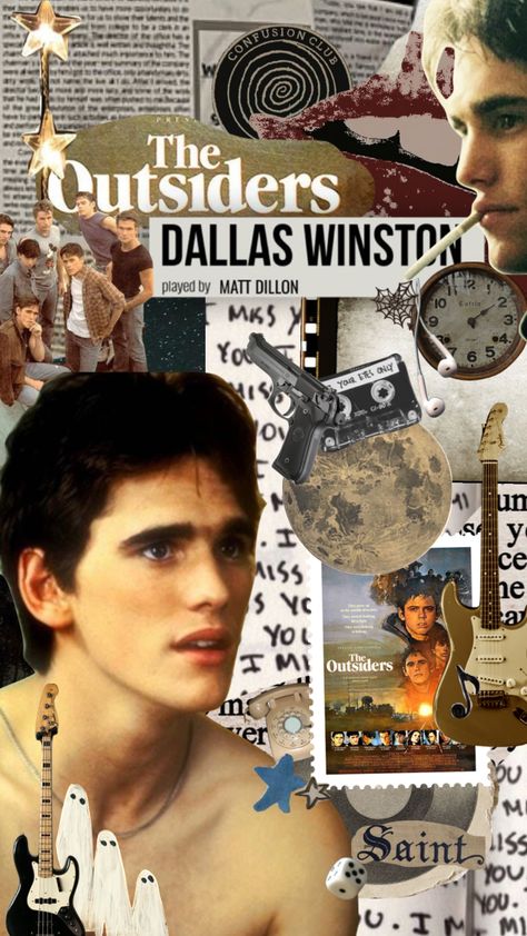 #collage #dallaswinston #vintage #moodboard #aesthetic #love #theoutsiders >i love dally 🤍 Dally The Outsiders Wallpaper, Dallas Winston Aesthetic Wallpaper, The Outsiders Collage, Dallas Winston Outfits, Dally Winston Wallpaper, Dallas Winston Wallpaper, Dallas Winston Aesthetic, The Outsiders Aesthetic, Matt Dillon The Outsiders