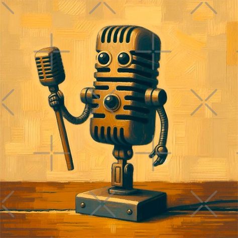 Vintage Microphone Robot Talking into a Microphone by Star-Fragment | Redbubble Futuristic Microphone, Star Fragment, Vintage Microphone, Retro Futuristic, Science Poster, Stranger Things, Top Artists, Stranger Things Fanart, Sell Your Art