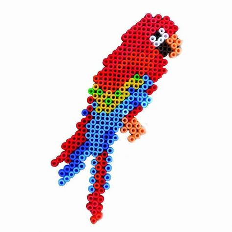 Parrot perler beads: Hamma Beads Ideas, Melty Bead Patterns, Pixel Beads, 3d Perler Bead, Hama Beads Design, Perler Bead Templates, Diy Perler Bead Crafts, Perler Crafts, Hama Beads Patterns