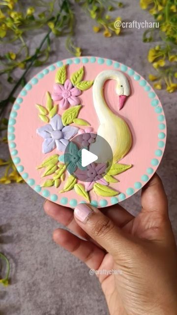 Charu Gupta on Instagram: "One of my favorite pastel beauty🩷🩵🤍  Hello friends🙋‍♀️ My love for clay craft is never ending 🥰.  Sharing a pretty swan mural with you all with this melodious and trending song 🎵.   Toh kaisa lga apko ye DIY tutorial btana jarur😊  Material used Mouldit Pastel colours Premarked MDF base  Get inspired.... Keep creating... Happy crafting 🎨 .  .  .  . .  .  .  .  .  .  #clayartist#clayartwork#creativeidea #hobbyideasindia#fevicrylhobbyideas #diytutorial #contentdevelopment  #uniquecreations #indiansinus  #claywork #epoxyclay #homedecorart" Swan Mural, Clay Craft, Texture Paint, Trending Songs, Pastel Colours, Pastel Art, Hello Friend, Clay Crafts, Pastel Colors