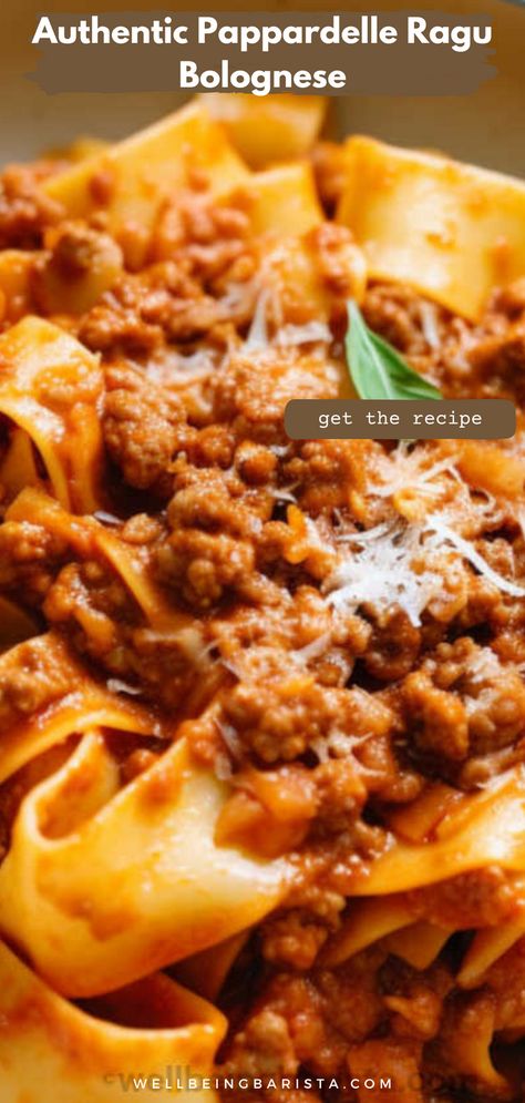 Embark on a culinary journey with our Ultimate Authentic Pappardelle Ragu Bolognese recipe! Wide ribbons of pasta embrace a rich, slow-cooked meat sauce, creating a symphony of flavors that will transport you straight to Italy. Unlike many versions, the authentic recipe does not require any heavy cream, taste it to believe it! #bolognesesauce #ragu #pappardelle Turkey Ragu Recipes, Ground Beef Ragu Recipe, Chicken Ragu Pasta, Easy Bolognese Recipe, Ragu Alla Bolognese, Ragu Bolognese Recipe, Pappardelle Ragu, Beef Ragu Pappardelle, Beef Pappardelle