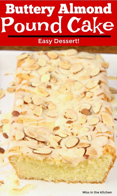 Recipes With Alcohol, Almond Pound Cake, Cake Easy Recipe, Almond Paste Recipes, Almond Desserts, Strawberry Cake Easy, Almond Pound Cakes, Almond Bread, Almond Cake Recipe