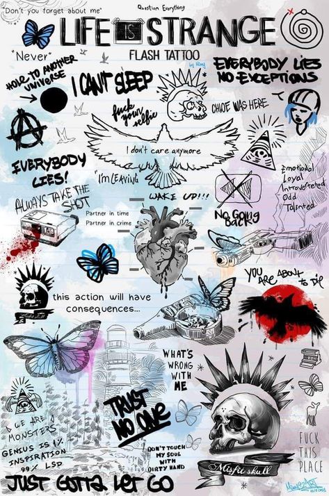 Life Is Strange Tattoo, Life Is Strange Aesthetic, Strange Aesthetic, Misfits Skull, Life Is Strange Wallpaper, Life Is Strange Fanart, Life Is Strange 3, Chloe Price, Weird Tattoos