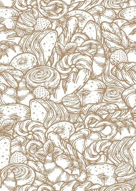 Hand drawn seamless pattern of bread and bakery products. Baked goods background. Vector illustration. Bread And Pastry, Bakery Products, Bread Art, Bread And Pastries, Vector Hand, Vector Background, Background Patterns, Vector Logo, Baked Goods