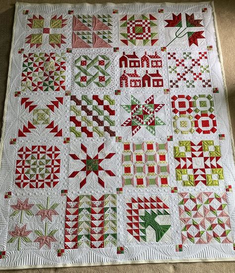 Christmas Patchwork, Christmas Quilt Patterns, Red And White Quilts, Quilt Care, Sampler Quilts, Holiday Quilts, Winter Quilts, Sampler Quilt, Antique Quilts