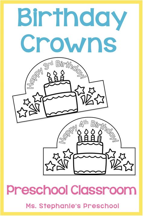 Birthday Preschool Crowns to color and wear Kindergarten Crown, Preposition Activities, Preschool Birthday, Birthday Crowns, Name Activities, Pre K Activities, Birthday Crown, Ideas Birthday, Kindergarten Classroom