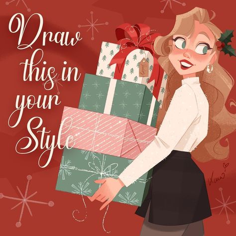 Karoline Pietrowski (Billets comportant le tag artistsoninstagram) Christmas Art Digital, Christmas Poses Drawing Reference, Christmas Character Illustration, Christmas Character Drawing, Christmas Illustration Drawing, Christmas Poses Drawing, Christmas Girl Drawing, Christmas Character Art, Christmas Digital Art