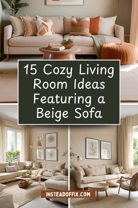 Beige Sofa Color Schemes Beige Living Room Accent Colors, 3 Pillows On Sofa, Taupe Couch Living Room Color Schemes, Two Sofas Living Room, Beige Sofa Living Room Ideas, Neutral With Pop Of Color Living Room, Beige Sofa Living Room Color Schemes, Living Room Ideas Beige, Cosy Living Room Ideas Warm Colours