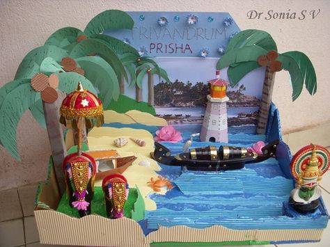 Diorama-Kerala,India Shoe Box Diorama, Paper Lotus, Onam Celebration, 3d Art Projects, Onam Festival, India Crafts, Recycled Crafts Kids, Kids Projects, Crafts Kids