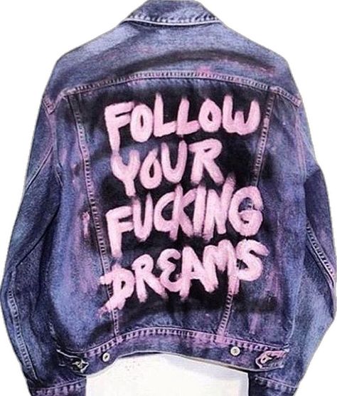 Grunge Diy, Grunge Ideas, Easy Clothing, Clothes Grunge, Jaket Denim, Diy Denim Jacket, Painted Clothes Diy, Fashion Goth, Follow Dreams