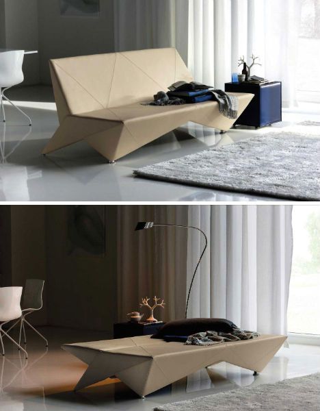 Unfolding Interior Design: Origami-Inspired Furniture Origami Furniture, Diy Furniture Cheap, Cardboard Design, Paper Furniture, Leather Sofa Bed, Modern Sofa Designs, Diy Furniture Hacks, Diy Furniture Renovation, Diy Cardboard Furniture