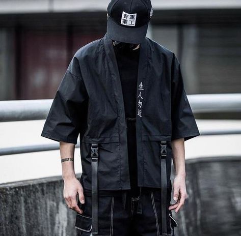 Techwear Cyberpunk, Techwear Streetwear, Techwear Fashion, Kimono Shirt, Tokyo Street Fashion, Japanese Streetwear, Shirt Embroidery, Grunge Style, Japanese Kimono