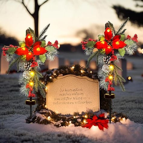 Amazon.com: TISEJOY Solar Christmas Decorations Outdoor Lights, Set of 2 Xmas Waterproof Cross Stake, Cemetery Grave Decorations, Faux Pine Cones and Flowers Ornament Memorial Stakes for Grave Garden Yard Lawn : Patio, Lawn & Garden Christmas Tombstone Decorations, Decorating Grave Sites Ideas Christmas, Cemetery Decorations Christmas, Christmas Cemetary Ideas, Cemetery Christmas Decorations, Cemetary Decorating Ideas, Christmas Grave Decorations Cemetery, Gravesite Decorations Diy, Diy Grave Decorations