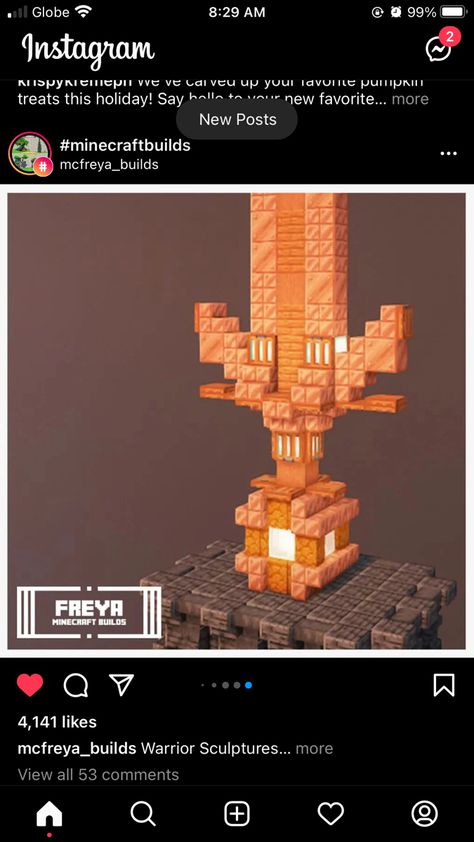 Minecraft Copper Statue, Minecraft Copper House, Minecraft Copper Builds, Minecraft Burg, Minecraft Copper, Statue Minecraft, Minecraft Build Hacks, Minecraft Decor, Minecraft Steampunk