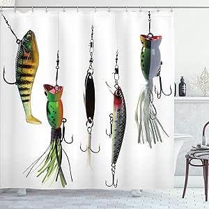 Ambesonne Fishing Decor Shower Curtain, Various Type of Fishing Baits Hobby Leisure Sports Hooks Catch Elements Image, Fabric Bathroom Decor Set with Hooks, 69" W By 70" L, Multi 10 Rustic Shower Curtains, Wooden Barn Doors, Easy Hobbies, Hobbies For Couples, Hobbies For Women, Hobbies For Men, Hobbies To Try, Bathroom Decor Sets, Hobbies That Make Money