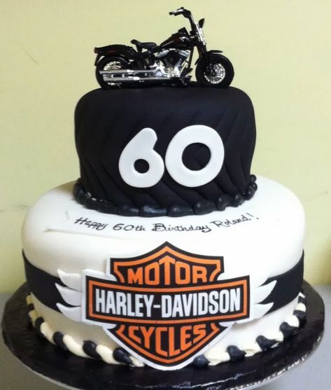 Motorcycle Cake Ideas, Birthday Cake Fondant, Motorbike Cake, Harley Davidson Cake, Harley Davidson Birthday, Motorcycle Cake, Motorcycle Birthday, 60th Birthday Cake, 60th Birthday Cakes