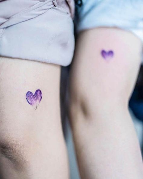 Purple Heart Tattoo, Hummingbird Tattoo Watercolor, Purple Heart Tattoos, Feather Tattoo Black, Watercolor Heart Tattoos, Heart Flower Tattoo, Purple Flower Tattoos, Small Watercolor Tattoo, Purple Butterfly Tattoo