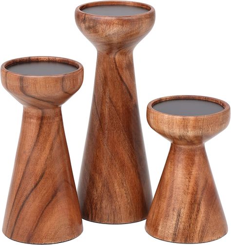 Wooden Pillar Candle Holders, Wooden Candle Stand, Wood Pillar Candle Holders, Farmhouse Candle Holders, Elegant Farmhouse, Wooden Pillars, Wood Candle Sticks, Rustic Candles, Wooden Candle