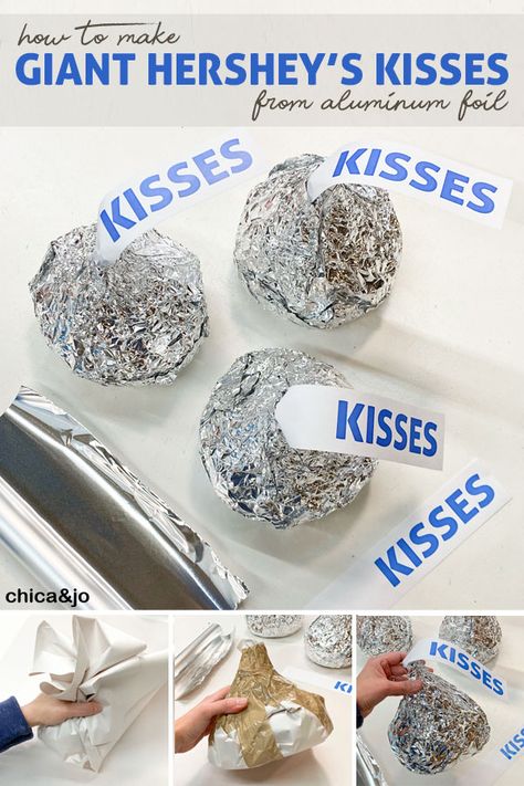 Learn how to make giant Hershey Kisses for your Valentine decor. Hersheys Kisses Valentines Ideas, Kisses Gifts, Kiss Decorations, Hershey Kisses Gifts, Candyland Themed Party, Office Holiday Decorations, Hershey Kisses Crafts, Valentine's Games, Hershey Kiss Valentine