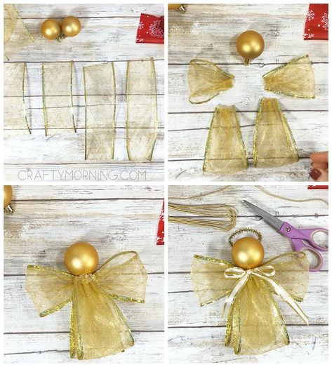 How to Make Ribbon Angel Ornaments - Crafty Morning Ribbon Angel Ornaments, Simpul Pita, Christmas Angel Crafts, Crafty Morning, Mini Christmas Ornaments, Man Band, Diy Christmas Ornaments Easy, Christmas Angel Ornaments, Christmas Crafts To Make