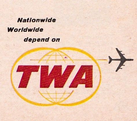 "TWA" Logo 1950's 1950s Logos, 60s Graphics, 50s Logo, Airline Design Branding, 60s Logo, Acronym Logo, Twa Airlines Vintage, Airline Branding, Old Airline Posters