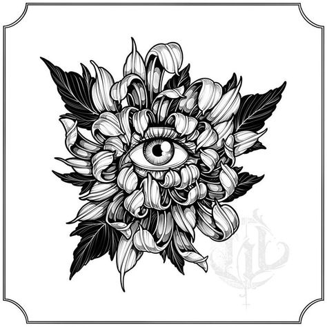 Flower Eye Tattoo, Eye Flower Tattoo, Positivity Tattoo, Thumb Tattoos, Eye Flower, Beginner Tattoos, Chrysanthemum Tattoo, M Tattoos, Elbow Tattoos