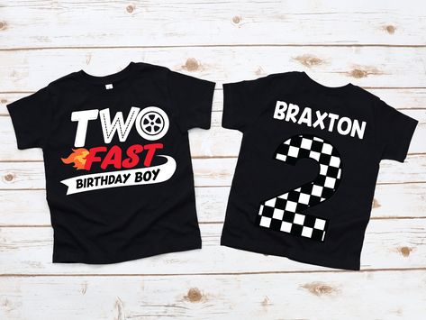 Two fast birthday boy race car shirt, racecar birthday shirt, birthday boy shirt, racecar birthday party, race car t-shirt, custom race car by JADEandPAIIGE on Etsy Racecar Birthday Party, Custom Race Car, Two Fast Birthday, It's My Birthday Shirt, Birthday Boy Shirt, Race Car Birthday Party, 1st Birthday Shirts, Race Car Birthday, Car Birthday