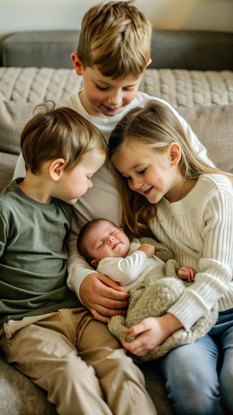 Newborn Pic With Siblings, Newborn Family Of 6 Photos, Sibling Photo With Newborn, Newborn And Sibling Photos, Family Photo With Newborn And Siblings, Newborn Photography 4 Siblings, Newborn Sibling Pictures Big Brothers, Newborn With Older Siblings Photography, Newborn Photo With Siblings