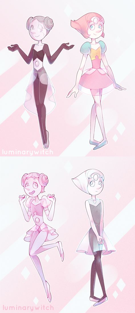 White Pearl, Pink Pearl by Lucawick Pink Pearl Fanart, White Pearl Su, White Pearl Steven Universe, Pink Pearl Steven Universe, Pink And Pearl Steven Universe, Steven Universe White Pearl, Pearl And Pink Pearl Steven Universe, Steven Universe Quotes, Steven Universe Purple Pearl