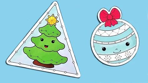 Printable festive lacing cards | Learning Resources UK Easy Kids Christmas Crafts, Christmas Crafts Ideas, Kids Christmas Crafts, Easy Kids Christmas, Advent Ideas, Puppet Craft, Kids Christmas Crafts Easy, Crafts Printable, Christmas Colouring