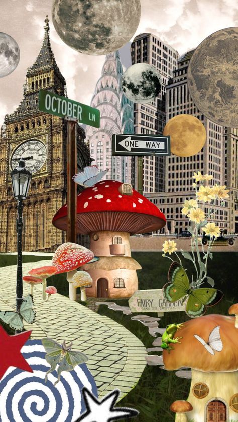 Mushroom City, Nature Butterfly, Forest Mushrooms, City Nature, Fairy Aesthetic, City Art, Your Aesthetic, Stuffed Mushrooms, Forest