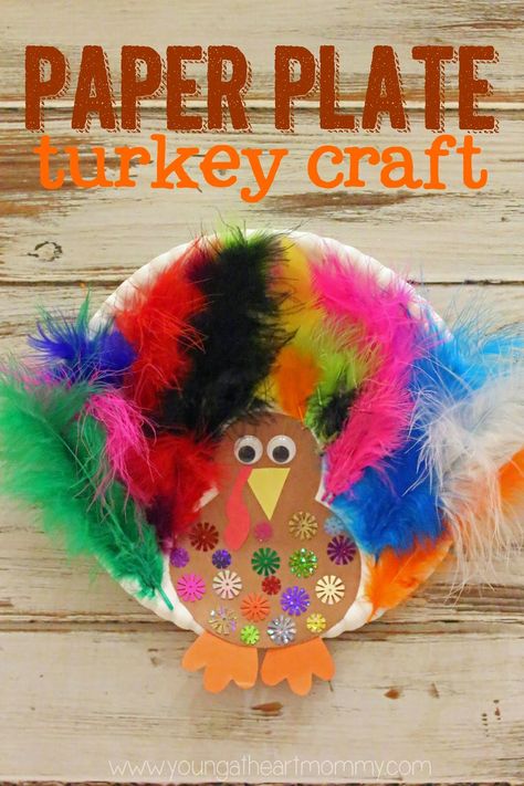 Paper Plate Feathered Turkey Craft                                                                                                                                                                                 More Crafts With Paper Plates, Plate Turkey Craft, Thanksgiving Craft Ideas, Paper Plate Turkey, Crafts With Paper, Turkey Crafts Kids, Thanksgiving Crafts For Toddlers, Thanksgiving Turkey Craft, Thanksgiving Crafts Preschool