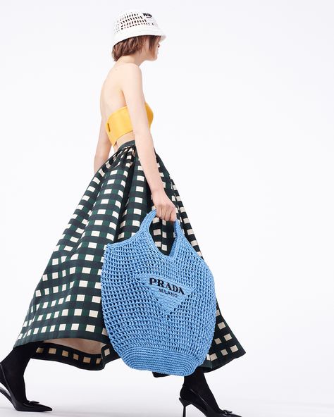 PRADA on Twitter: "Interwoven narratives. The Prada summer selection is here: https://t.co/qxEdSK49BZ… " Crochet Summer Bags, Prada Book, Prada Summer, Bags Knitted, Prada Brand, Bag Photoshoot, Prada Skirt, Prada Marfa, Super Outfit