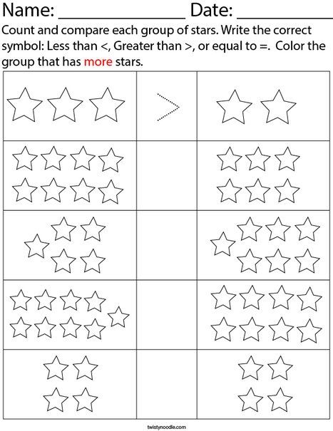 Star Worksheet Preschool, Sr Kg Maths Worksheet, Count And Match Worksheets 1-20, Montessori Math Activities, Compare Numbers, Kindergarten Addition Worksheets, Math Addition Worksheets, Math Sheets, Counting Stars