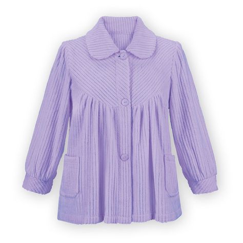 Soft Fleece Full-Button Front Bed Jacket with Pockets
 | Collections Etc. Lavender Bedding, Button Up Pajamas, Bed Jacket, Collections Etc, Jacket With Pockets, Women's Nightgowns, Blue Bedding, Nightgowns, Womens Fleece