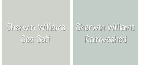 rainwashed vs sea salt - Google Search Rainwashed Sherwin Williams, Sherwin Williams Sea Salt, Interior Paint Colors For Living Room, Sea Salt Sherwin Williams, Interior Paint Colors Schemes, Dining Room Updates, Paint Color Schemes, Boys Bathroom, Room Update