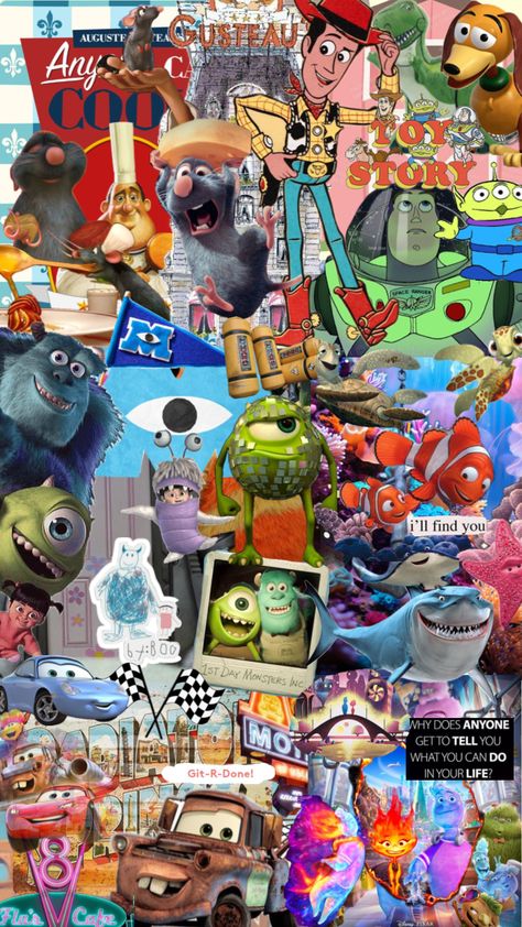 Disney Movie Scenes, Disney Pixar Characters, Pixar Characters, Disney And Pixar, Wallpaper Iphone Summer, Disney Collage, Cute Disney Wallpaper, Character Wallpaper, Apple Wallpaper