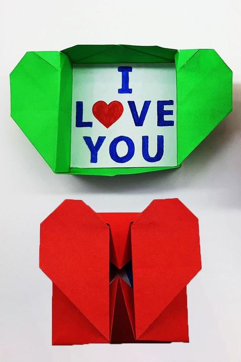 How to Make an Origami Heart Box & Pop-Up Heart - DIY Crafts. Learn in this video how to make an Origami Heart Box & Gift Box a special origami for Valentine's Day. #HeartBox #LoveBox #Craft Heart Box Gift, Heart Diy Crafts, Valentine Gift Ideas, Origami Heart, Diy Valentine, Heart Shape Box, Origami Box, Box Diy, Heart Box