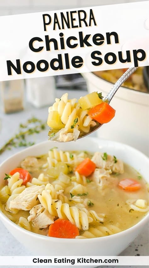 Panera Chicken Noodle Soup, Clean Eating Diet Recipes, Panera Recipes, Copykat Recipes, Healthy Meals To Cook, Noodle Soup Recipes, Soup Recipes Chicken Noodle, Breaded Chicken, Eat Real Food