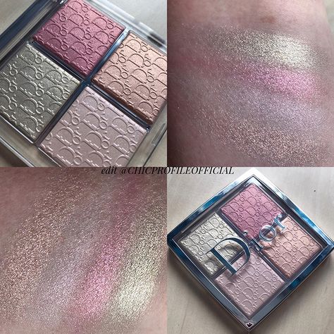 Dior-Backstage-Glow-Face-Palette-Rose-Gold Dior Highlighter, Highlighter Swatches, Dior Backstage, Dior Pink, Makeup List, Glow Face, Korean Eye Makeup, Face Palette, Favorite Makeup Products