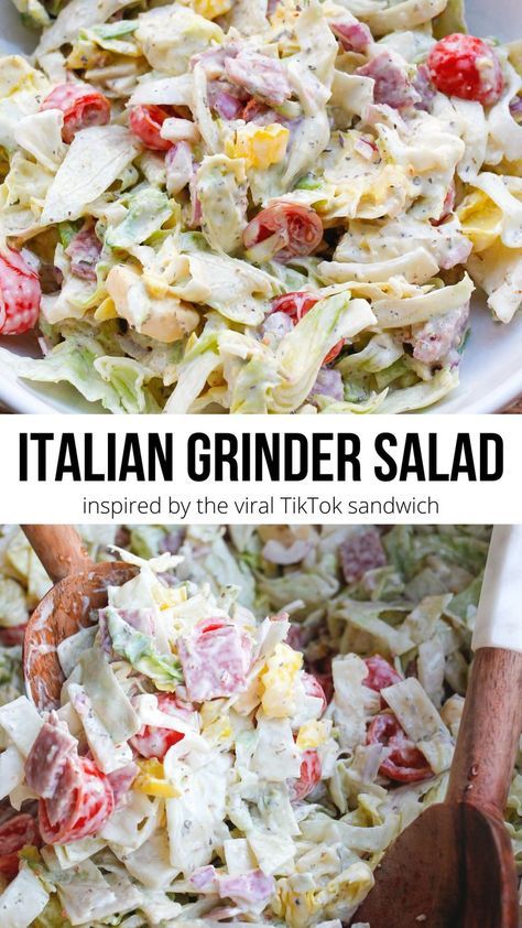 Tik Tok Sandwich, Italian Grinder Salad, Italian Grinder, Grinder Salad, Italian Sub, Italian Sandwich, Salad Healthy, Best Salad Recipes, Healthy Dinner Recipes Chicken