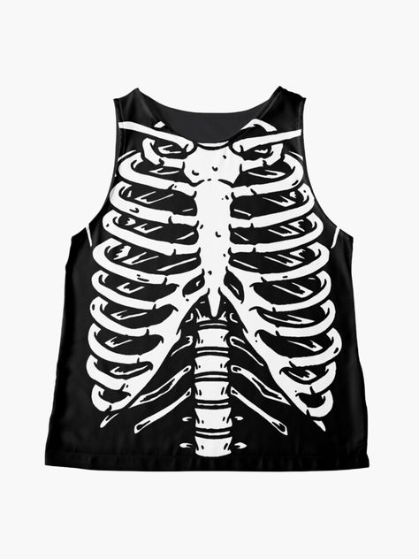 "Spooky Ribcage Skeleton" Sleeveless Top for Sale by RetroGear | Redbubble Ribcage Skeleton, Skeleton Tank Top, Michael Graves, Skull Top, Skeleton Shirt, Shirt Png, Lovely Clothes, Inspired Fashion, Rib Cage