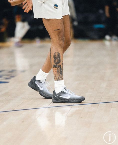 Jordan Poole Leg Tattoo, Lighting Leg Tattoo, Nba Shoes, Pop Culture Tattoos, Basketball Tattoos, Black Men Tattoos, Tattoo Ideas Males, Culture Tattoos, Thigh Tat