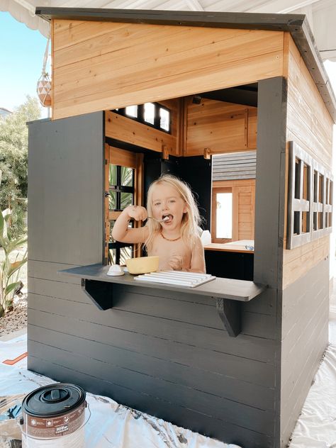 Coyote's Clubhouse: A DIY Modern Playhouse — Blanco Bungalow Modern Kids Playhouse, Modern Playhouse, Outdoor Play Structures, Outdoor Play Space, Kids Backyard, Backyard Kids Play Area, Diy Playhouse, Playhouse Outdoor, Lindy Hop