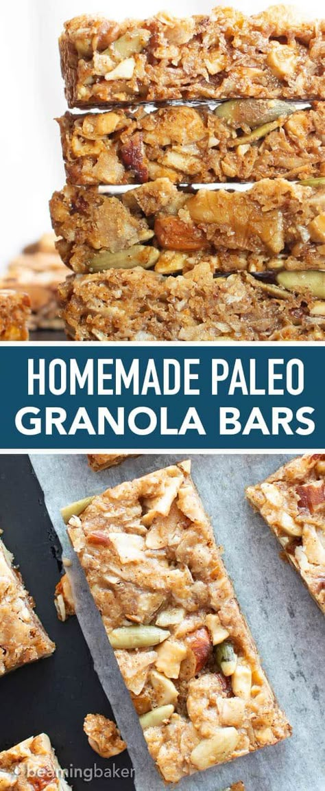 Paleo Granola Bars, Grain Free Granola Bars, Granola Bar Recipe Chewy, Beaming Baker, Gluten Free Granola Bars, Granola Bars Recipe, Paleo Granola, Against All Grain, Granola Recipe Bars